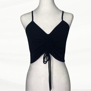 Zara Spaghetti Strapped, Ruched, Tie Front Top, Size Medium